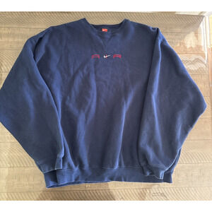 Vintage Nike Stitched ''AIR Swoosh'' Sweatshirt Size XXL Blue